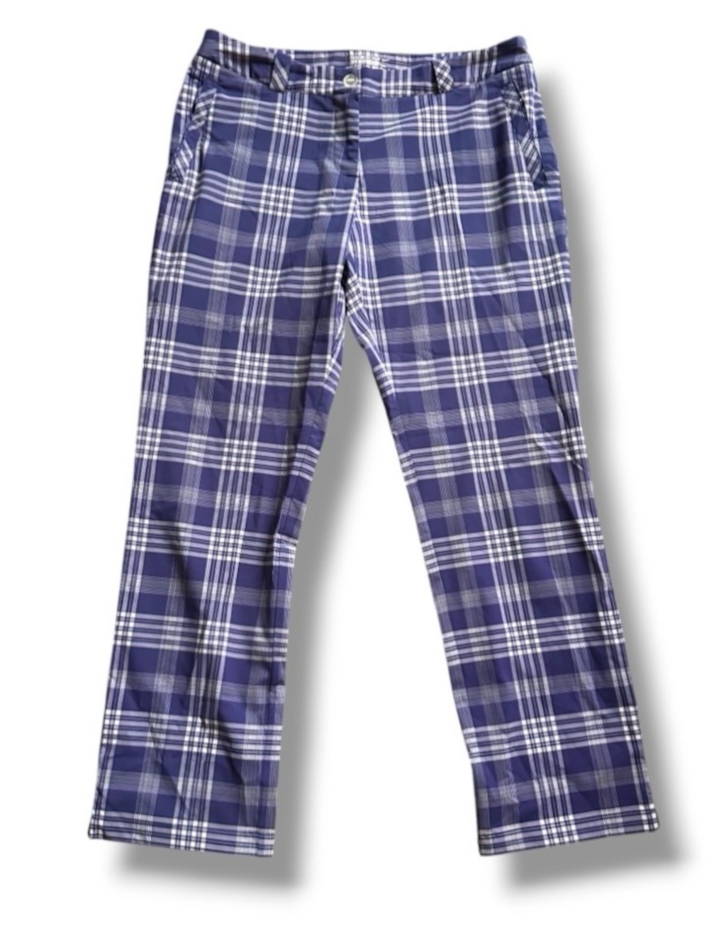Nike Golf Tour Performance Dri-Fit Purple Plaid Pants Women’s Sz 12 Sporty Prep